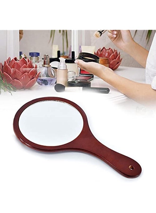 Wooden Handle Hand Mirror 30*17cm Manual Makeup Mirror Round Suitable For Makeup Cosmetics Skin Care Clothing Beauty Shaving - Image 3