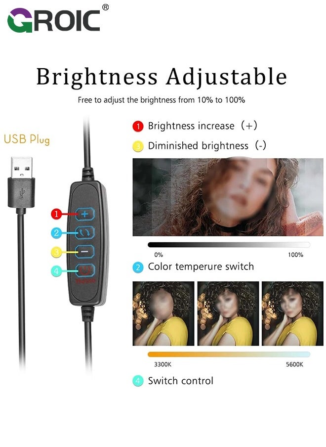 GROIC - Video Conference Lighting for Video Recording - Portable USB LED Video Selfie Light, 3 Soft Light Levels, Laptop & Computer Video Fill Lights, Camera Webcam Selfie Light for Zoom Meetings - Image 1