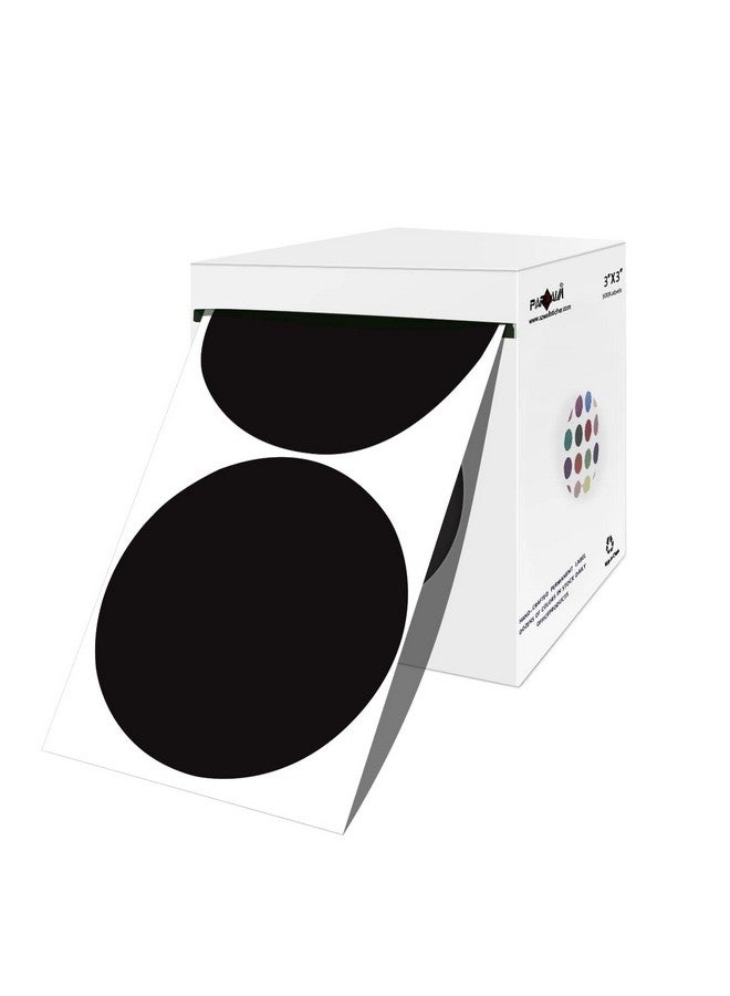 PARLAIM 3 Inch Round Color-Code Dot Stickers, 500 Color Coding Circle Labels Per Roll Dispenser Box For Inventory, Black - Image 1