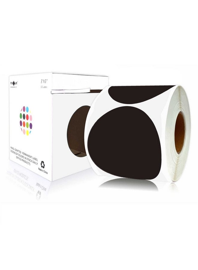 PARLAIM 3 Inch Round Color-Code Dot Stickers, 500 Color Coding Circle Labels Per Roll Dispenser Box For Inventory, Black - Image 2