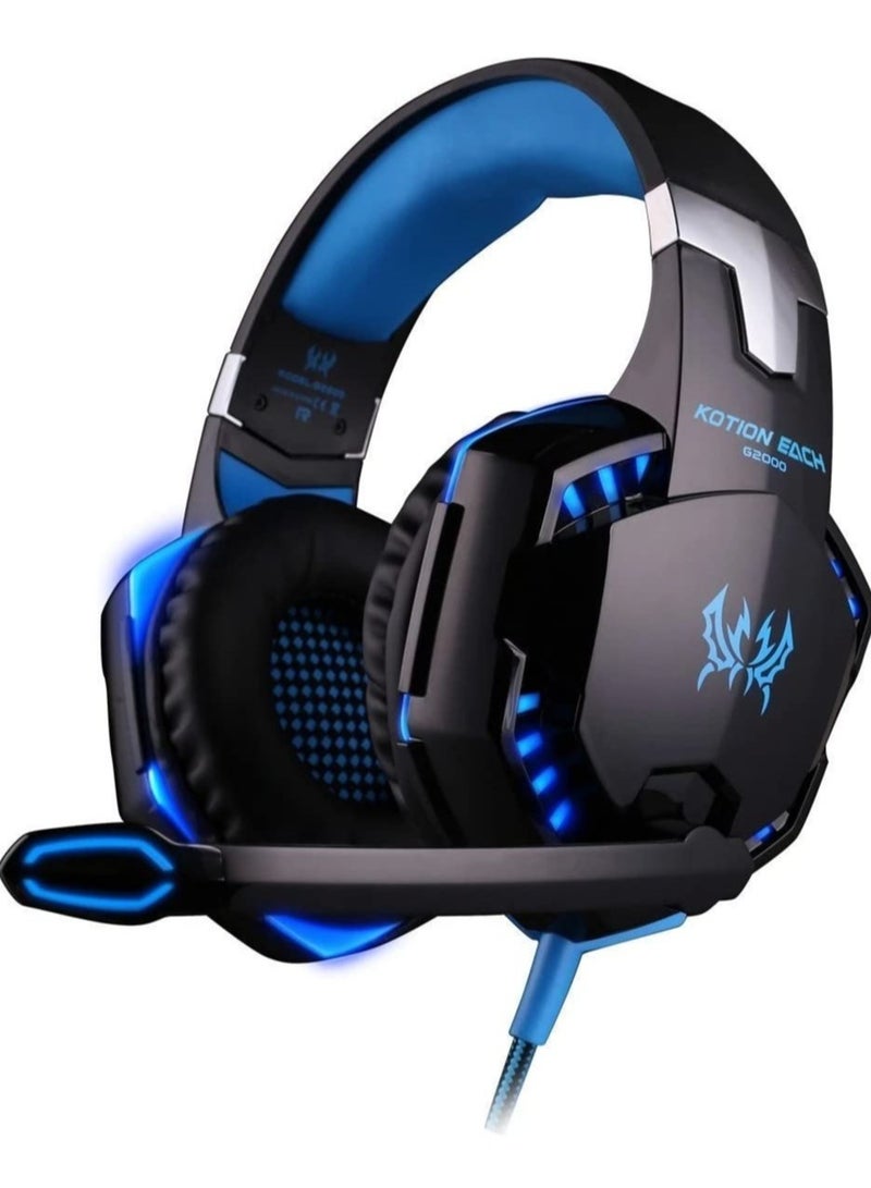 ELTRAZONE G2000 Gaming Headphone Headset Stereo Bass Over-ear Headband Mic PC Blue  - Image 1