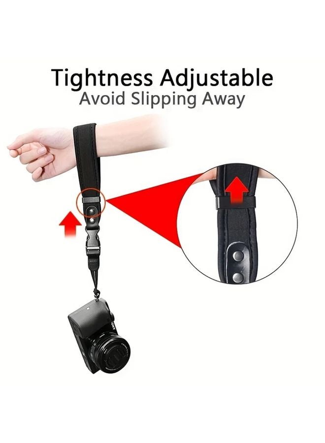 قطعتان من رباط معصم الكاميرا الأسود بمشبك تحرير سريع للكاميرات الرقمية والكاميرات بدون مرآة - Image 5