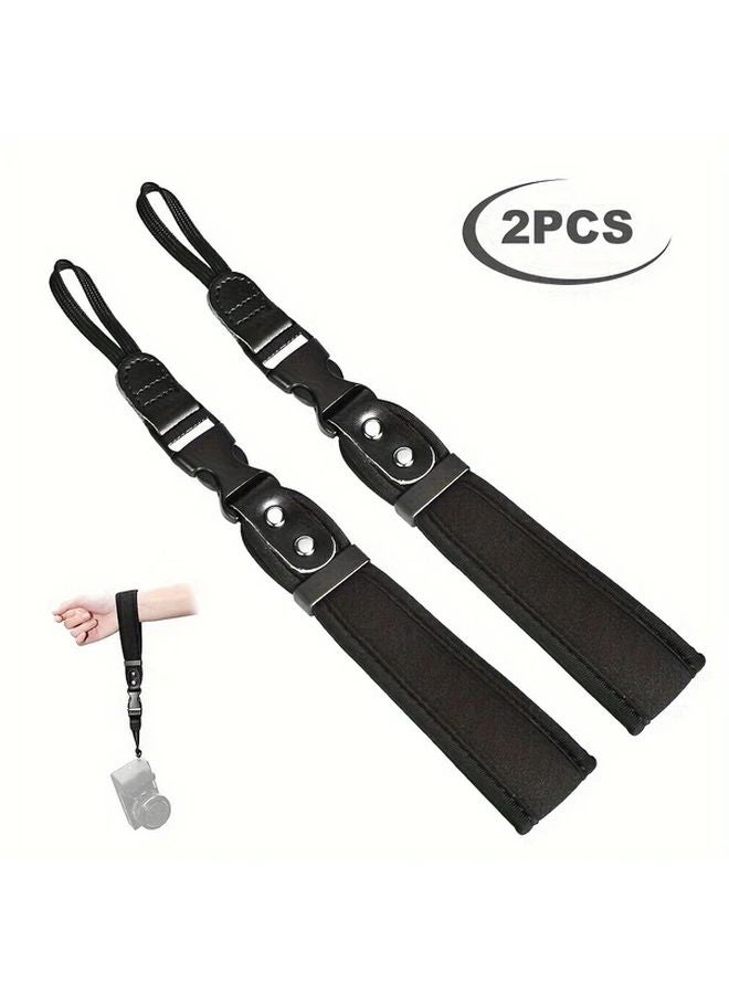 قطعتان من رباط معصم الكاميرا الأسود بمشبك تحرير سريع للكاميرات الرقمية والكاميرات بدون مرآة - Image 2