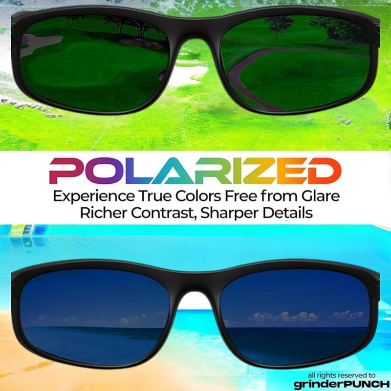 grinderPUNCH Polarized Wrap Around Sunglasses for Men and Women – Lightweight Sports Wraparound Sunglasses UV Protection - Image 4