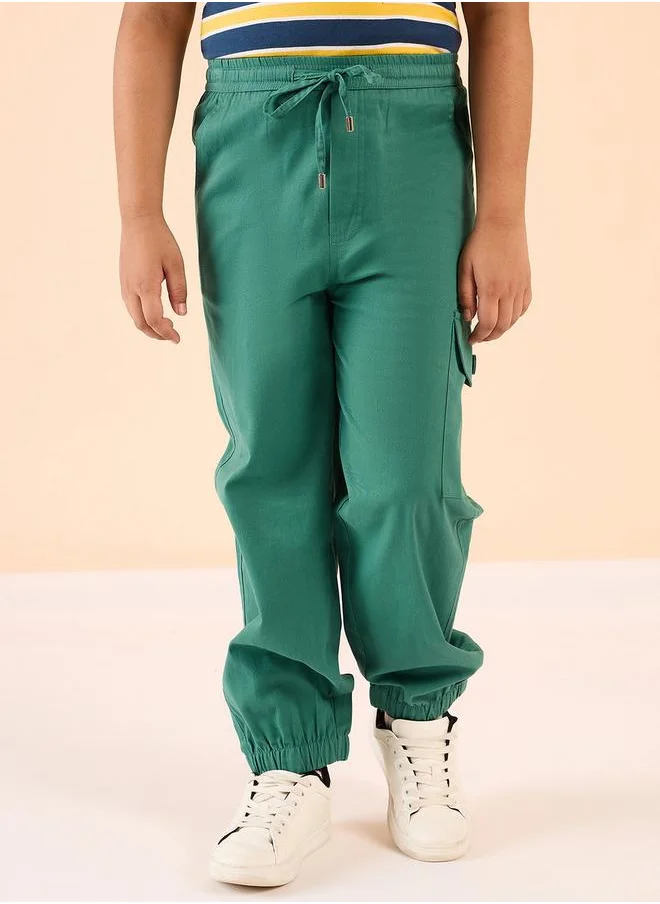 ستايلو بج Solid Drawstring Waist Cargo Joggers