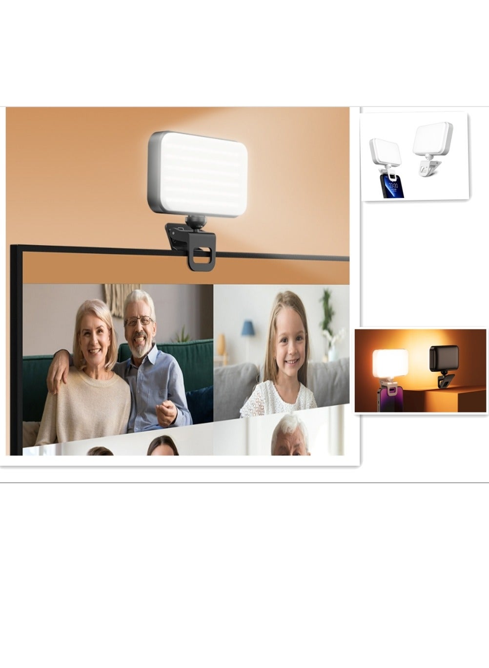 Oasisth Rechargeable Selfie Light Clip Fill Light For Phone Laptop Tablet