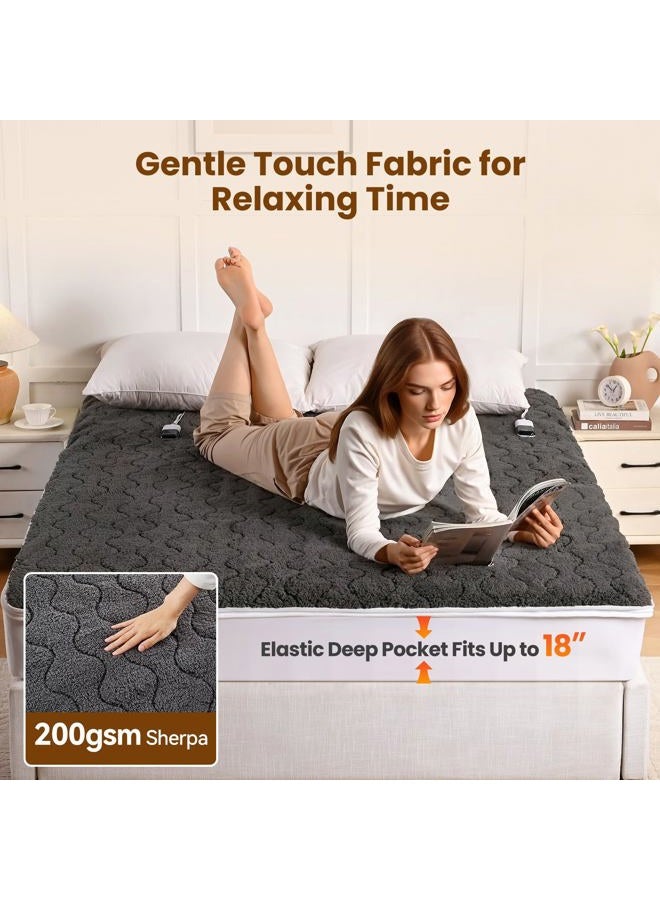 Bearhug Multi-Zone Electric Heated Mattress Pad Queen Size, Dual Control Bed Warmer with Memory & 11 Heat Level, 1-9H Auto Off, Individual Body &Feet Settings, Deep Pocket ETL Certified, Machine Wash - Image 5