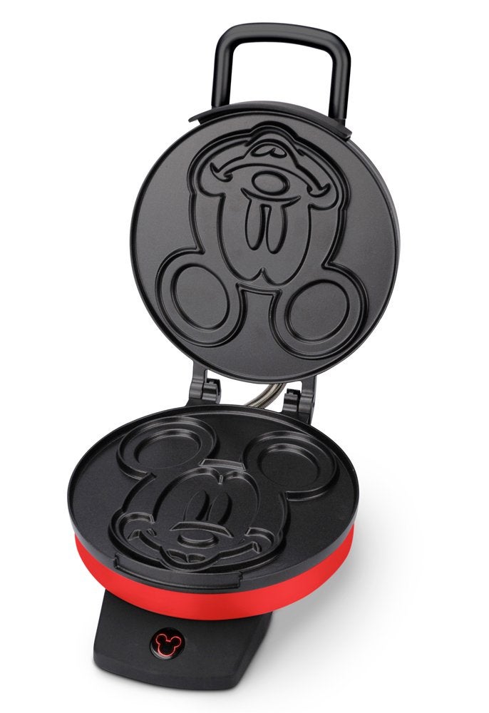 Disney Mickey Mouse Waffle Maker by Select Brands - Nonstick Waffle Iron for Fun Mickey-Shaped Waffles - Disney Kitchen Gift - 800 Watts - Red - Image 3