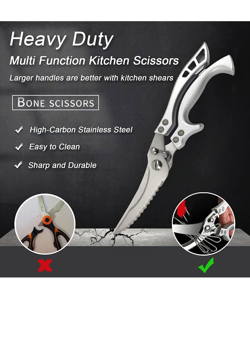 Kitchen Scissors, Heavy-duty Stainless Steel Poultry Shears Sharp Bone Shears Multi-purpose Food Scissors with Safety Lock Suitable for Bones, Poultry, Meat, Fish, Food, Seafood, Barbecue, Etc. - Image 3