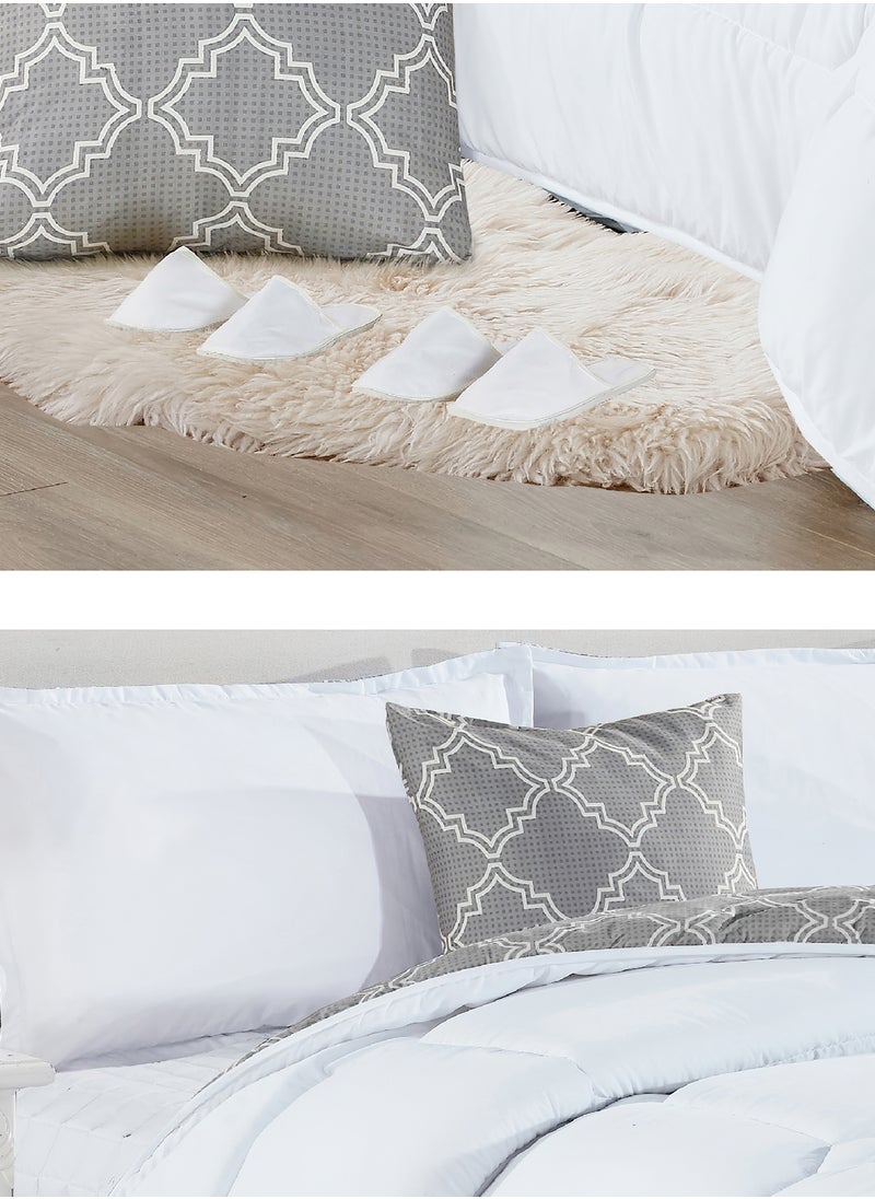Moon - Bed In A Bag Medium Filling King Size Comforter Set, 10 Pcs Floral Bedding Set Size 220 X 240 Cm with Comforter, Quilted Bed Skirt, Pillowcases, Cushion & Bedroom Slipper, Multicolor - Image 1