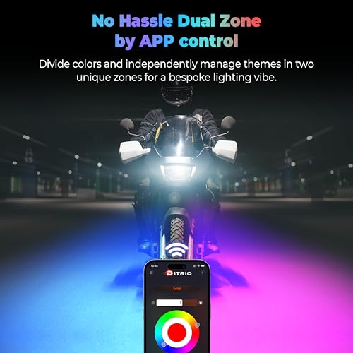 DITRIO 18pcs Underglow LED Strip Light Kit with APP Control, Dual Zone, Brake Turn Signal, 12V Waterproof Pixelglow Effects Color Chasing Lights for Motorcycles, Boats, Golf Carts, ATVs, UTVs,Trucks - Image 5