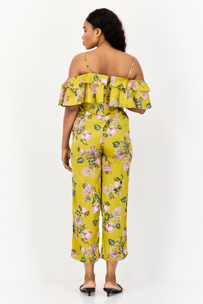 ONLY Women Square Neck Cold Shoulder Allover Printed Jumpsuit, Multicolor - Image 4