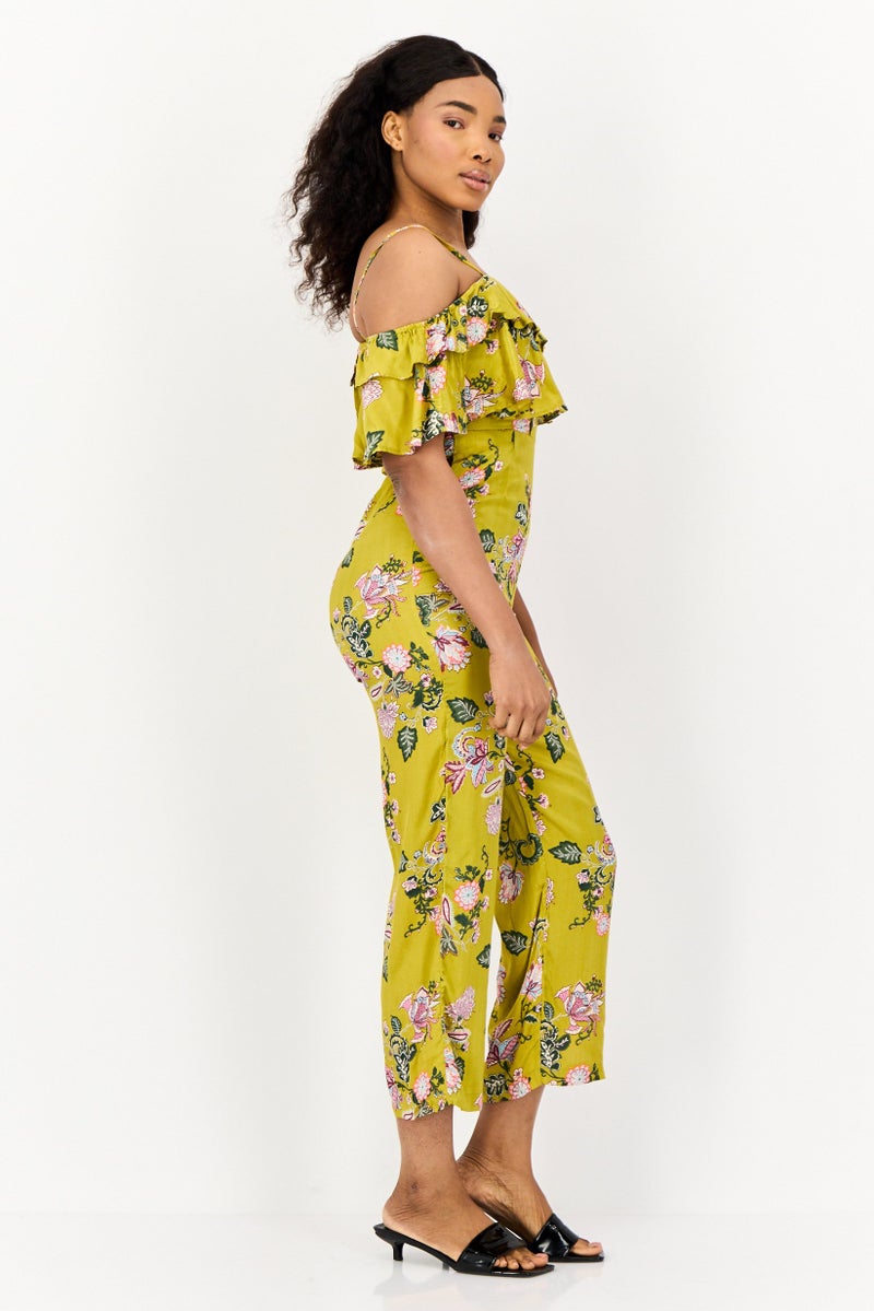 ONLY Women Square Neck Cold Shoulder Allover Printed Jumpsuit, Multicolor - Image 2