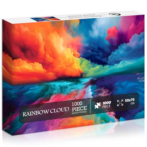 PICKFORU Impossible Puzzles for Adults 1000 Piece, Hard Difficult Jigsaw Puzzles for Adults Painting, Gradient Rainbow Colorful Challenging Puzzles for Adults Teens - Image 1