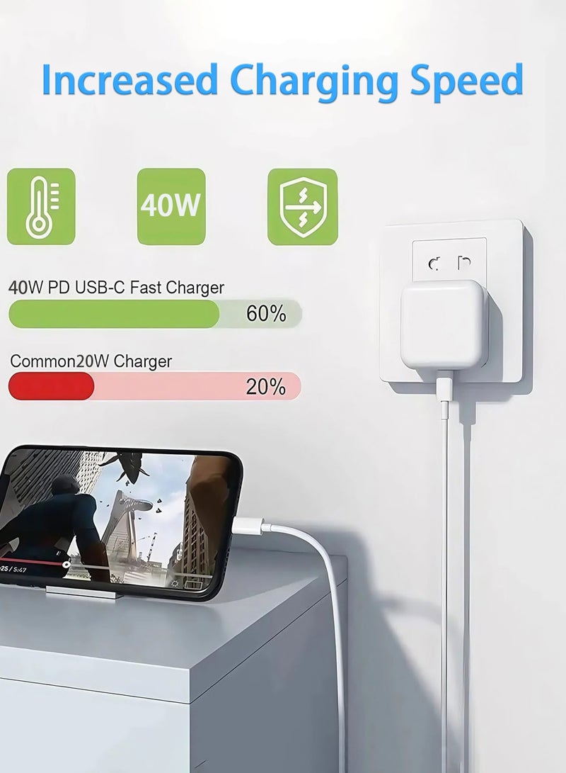 دراكلاو شاحن آيفون، شاحن سريع 40 واط لأجهزة آيفون 17 و16 برو، شاحن USB-C سريع بتقنية PD، رأس شاحن سريع لأجهزة آيفون 17، قابس طاقة من النوع C، محول سفر عالمي، قابس USB-C لأجهزة آيفون 17/17 برو/17 برو ماكس/إير/16/16 برو ماكس/15/15 برو/بلس، آيباد، إيربودز - Image 2