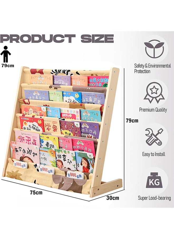 Generic Household Kids Bookshelf 6 Tier Baby Bookshelf Kids Book Shelf Durable Sling Book Rack Toy Storage Supplies Suitable for Bedroom Playroom (Cartoon)  - Image 2