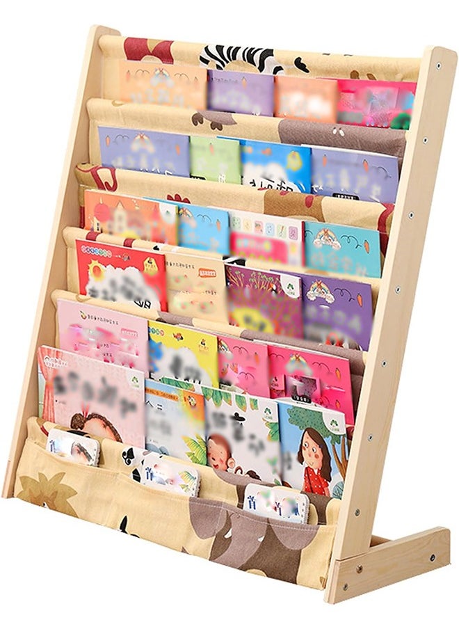 Generic Household Kids Bookshelf 6 Tier Baby Bookshelf Kids Book Shelf Durable Sling Book Rack Toy Storage Supplies Suitable for Bedroom Playroom (Cartoon)  - Image 3