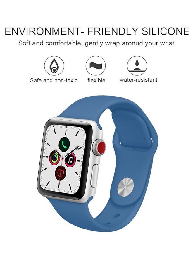 CHENYA Apple Watch Strap 38mm/40mm Solid Silicone Replacement Strap Suitable For IWatch Series 5/4/3/2/1 Elastic soft silicone waterproof mens and Womens Sports Thin Strap(Blue) - Image 2