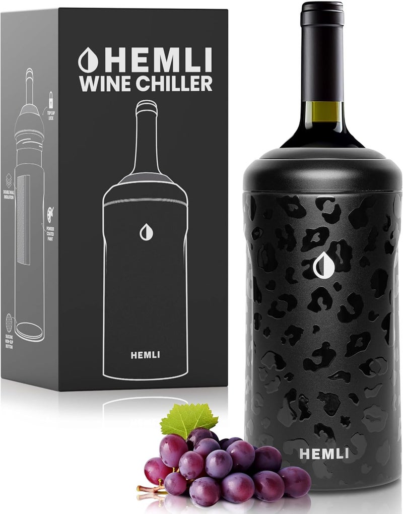Hemli Wine Bottle Chiller Insulator Sleeve, Keeps Wine and Champagne Cold for 12 Hours, Vacuum Insulated Wine Bottle Cooler - Image 1