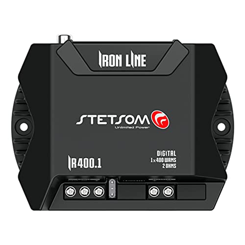 Stetsom IR 400.1 2 Ohms Compact Digital Mono Amplifier, Iron LINE, 400 Watts RMS 400x1, 2Ω Stable, Monoblock Digital Car Audio Amp TS, Full-Range Sound Quality, Crossover - Image 1
