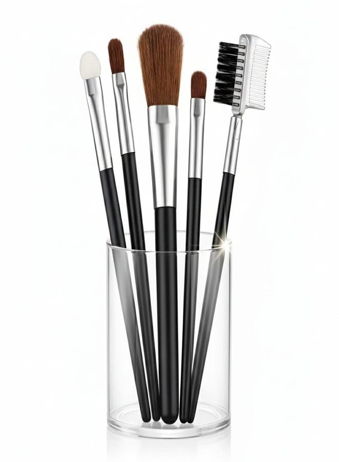 Professional Makeup Brush Set 5 Pcs | Foundation Blush Eyeshadow Eyebrow Brush Kit | Soft Bristles Cosmetic Makeup Brushes for Women & Girls (Black) - Image 1