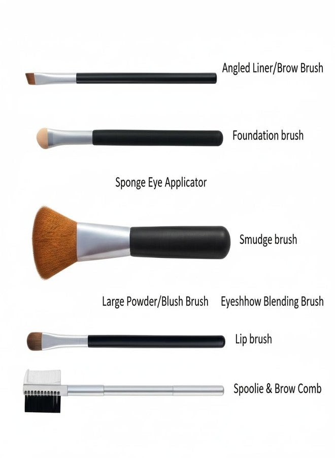 Professional Makeup Brush Set 5 Pcs | Foundation Blush Eyeshadow Eyebrow Brush Kit | Soft Bristles Cosmetic Makeup Brushes for Women & Girls (Black) - Image 4