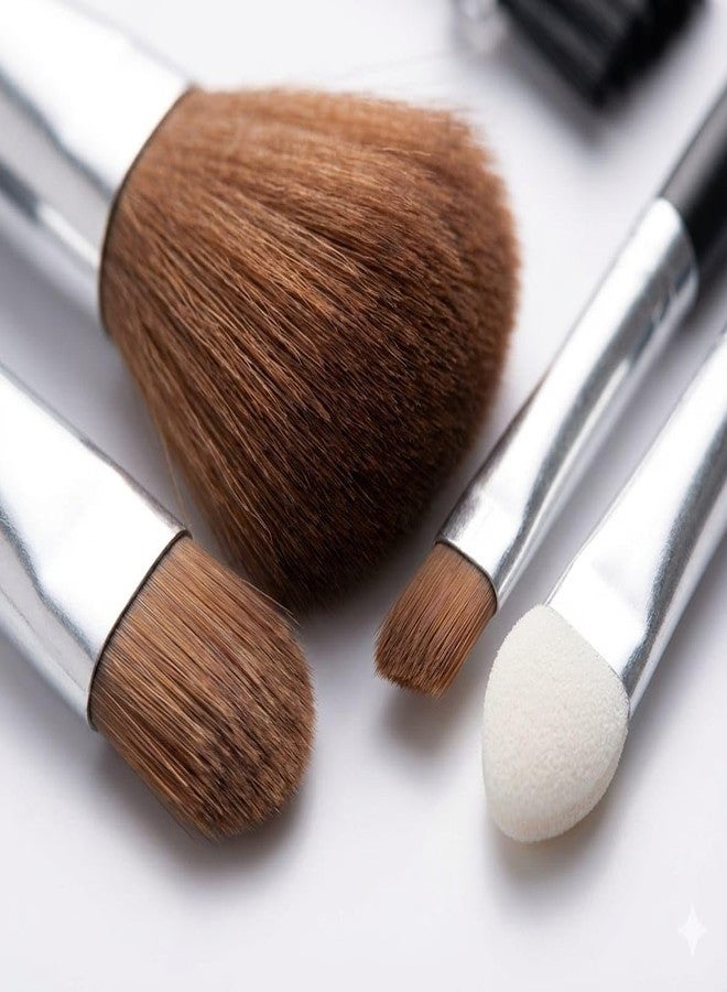 Professional Makeup Brush Set 5 Pcs | Foundation Blush Eyeshadow Eyebrow Brush Kit | Soft Bristles Cosmetic Makeup Brushes for Women & Girls (Black) - Image 2
