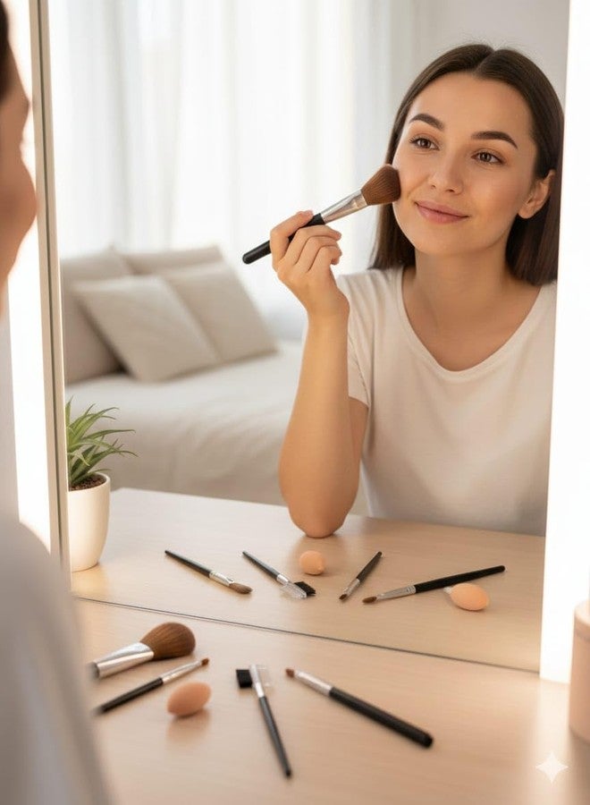 Professional Makeup Brush Set 5 Pcs | Foundation Blush Eyeshadow Eyebrow Brush Kit | Soft Bristles Cosmetic Makeup Brushes for Women & Girls (Black) - Image 3