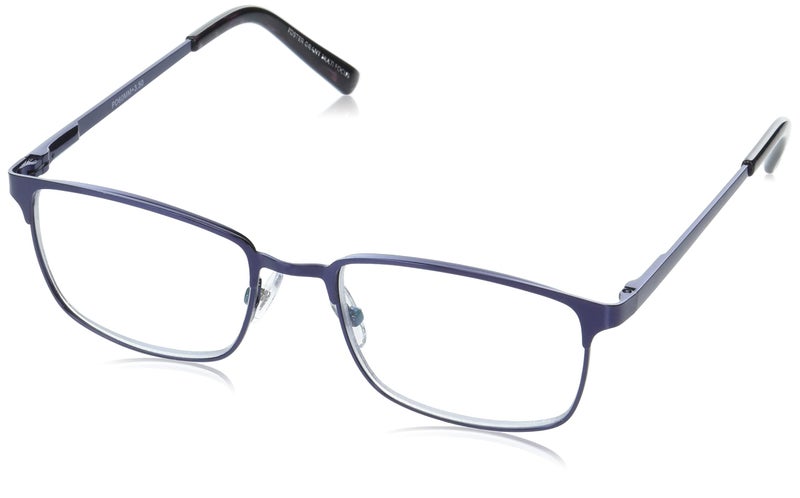 Foster Grant Men's Braydon Multifocus Rectangular Reading Glasses, Matte Navy Blue/Transparent, 54 mm + 1.5 - Image 1