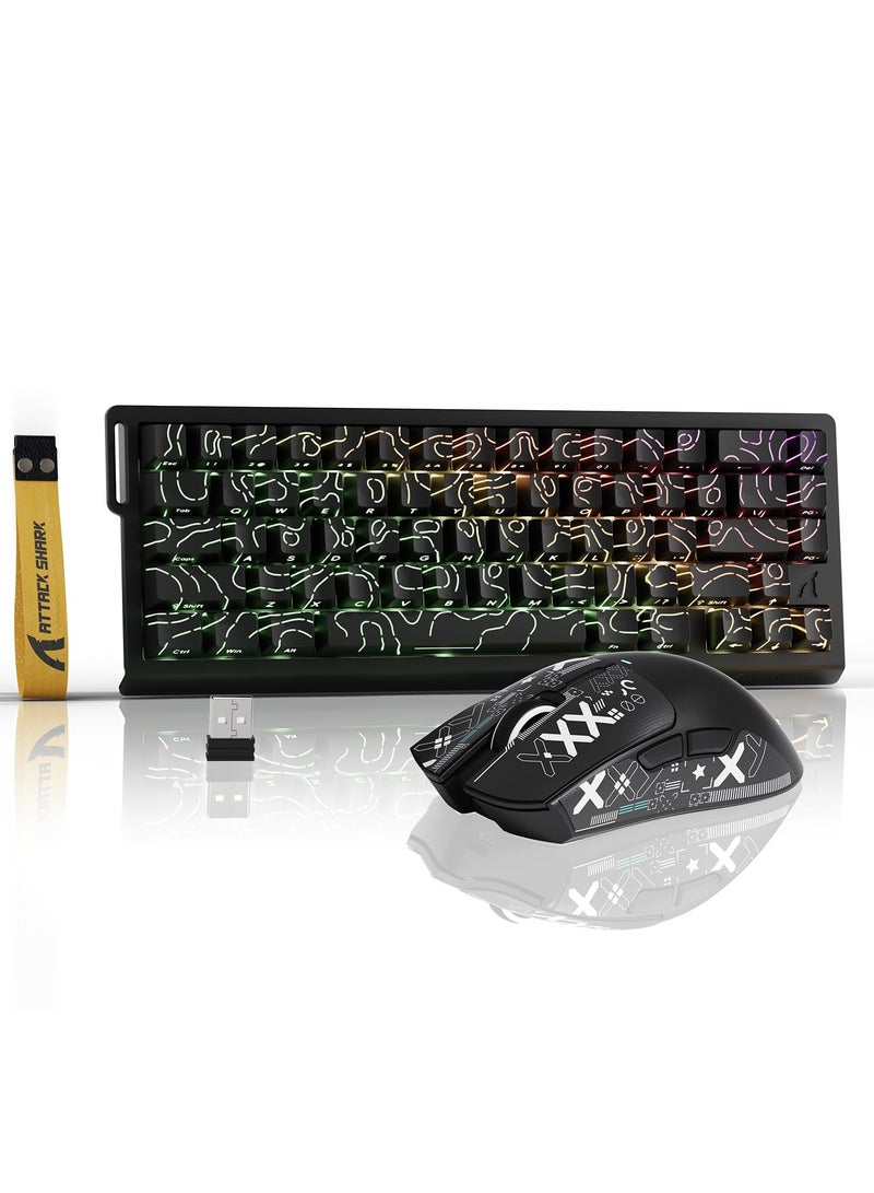 Attack Shark X68HE PRO Rapid Trigger Wireless Gaming Keyboard and X11 Mouse, 8K Polling Rate,Hall Effect Magnetic Switch Keyboard, Tri-Mode Mouse with Magnetic Charging Dock, 22000 DPI for PC Mac - Image 1