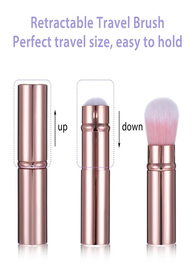 Grevosea Retractable Blusher Brush with Cover, 2 Pack Travel Makeup Brushes Kabuki Foundation Brush Extensible Face Blender Brush for Women Liquid Cream Foundation Concealer Blush Makeup Brush - Image 4