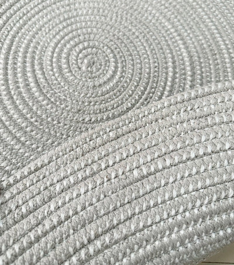 HUAHOO Hand Woven Round Area Rugs Living Room Bedroom Study Computer Chair Cushion Base Mat Round Carpet Lifts Basket Swivel Chair Pad Coffee Table Rug(2' Round, Gray) - Image 2