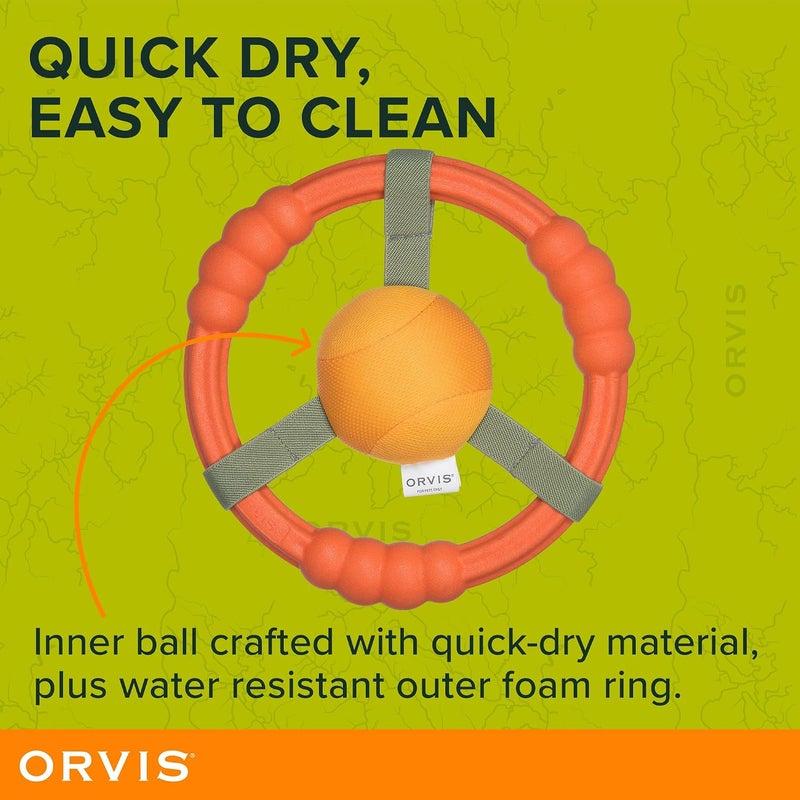 Orvis Pet Whitewater Toss Ring Floating Fetch Toy and Chew; High Visibility Wheel Shaped Frisbee Dog Toy - Floats in Water, Quick Dry, Easy to Clean, Squeaky Toy for Large Dogs, Aggressive Chewers - Image 3