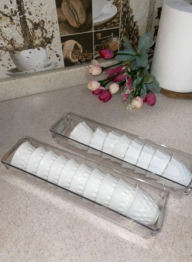 Crown Home Set of 2 Transparent Organizers for Cups – Elegant Design for Perfect Storage and Kitchen Style - Image 1