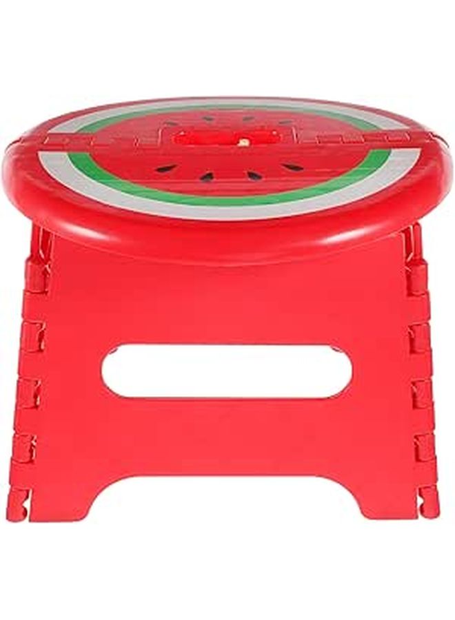 Portable Folding Plastic Stool For Outdoor Camping Fishing With Watermelon Pattern Handle - Image 1