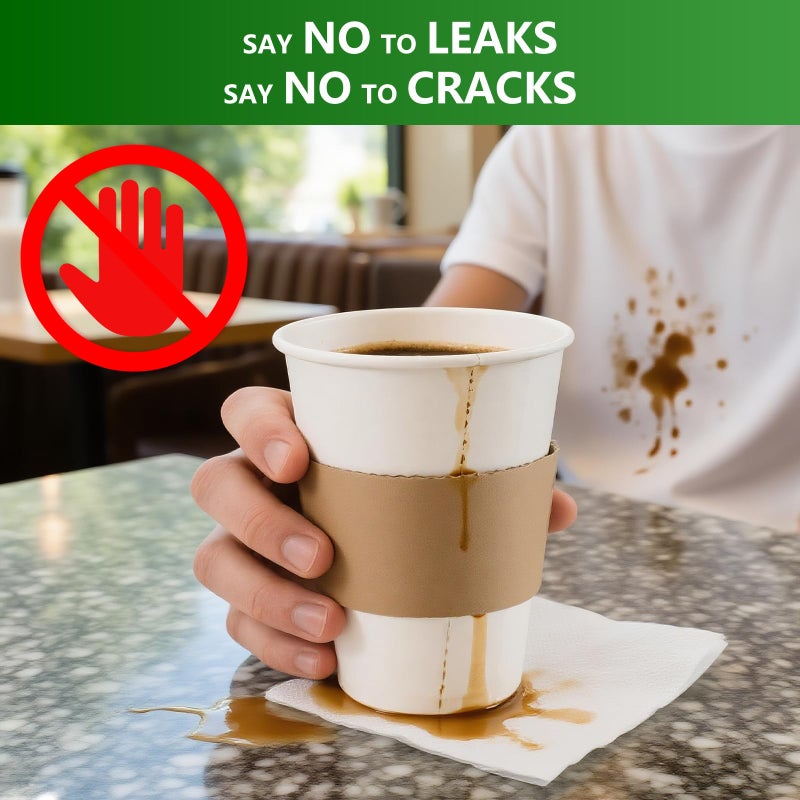 NutriBox 60 Pack 20oz Extra Thick Disposable Coffee Cups with Lids & Sleeves - Sturdy and Insulated To Go Paper Cups for Hot/Cold Drinks Chocolate Tea - Perfect for Office Travel Party Supplies & Coffee Bars - Image 5