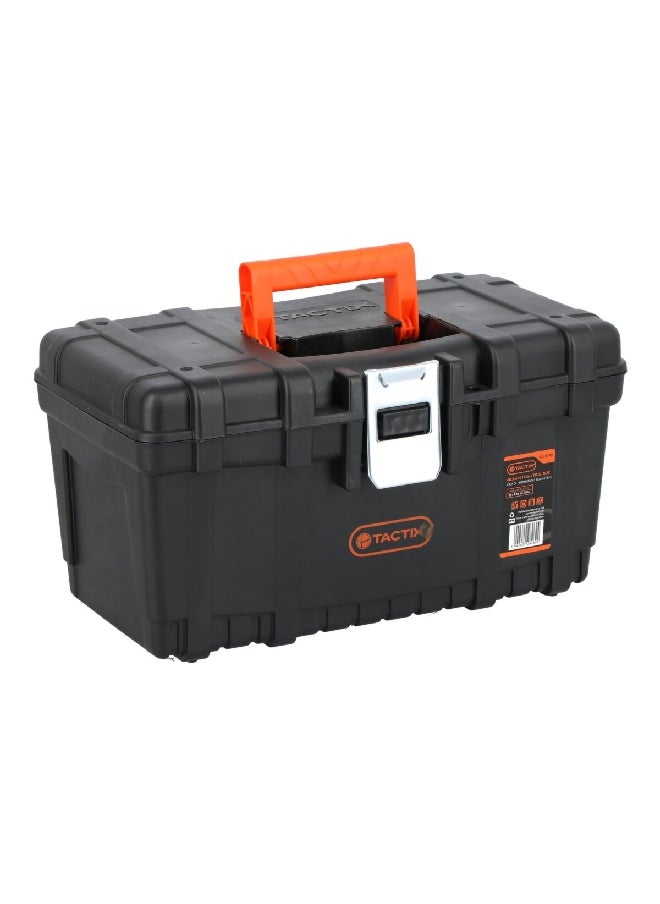Tactix - Long Life Heavy Duty Plastic Tool Box Black and Orange 22 x 40.6 x 23.8 cm - Image 1