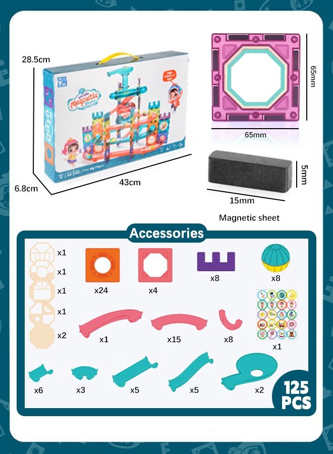 إسكدنيا مجموعة ألعاب تعليمية تحتوي على 125 قطعة من بلاطات مغناطيسية لبناء الكتل - Image 2