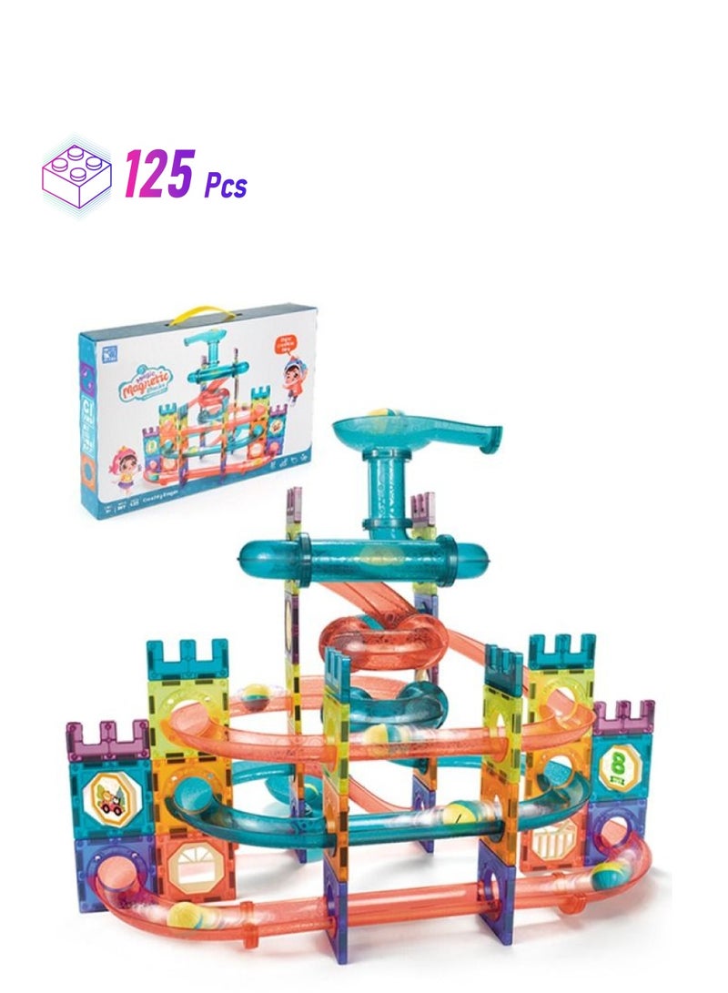 إسكدنيا مجموعة ألعاب تعليمية تحتوي على 125 قطعة من بلاطات مغناطيسية لبناء الكتل - Image 1