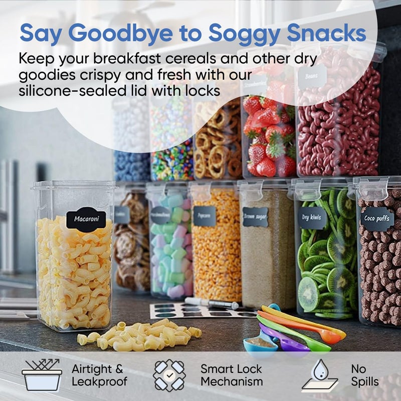 Chef's Path Airtight Food Storage Containers with Lids for Kitchen & Pantry Organization - Set of 12/2L Each - Must Haves for Flour, Sugar & Dry Food Storage - BPA Free Plastic Canisters with Accessories - Image 3