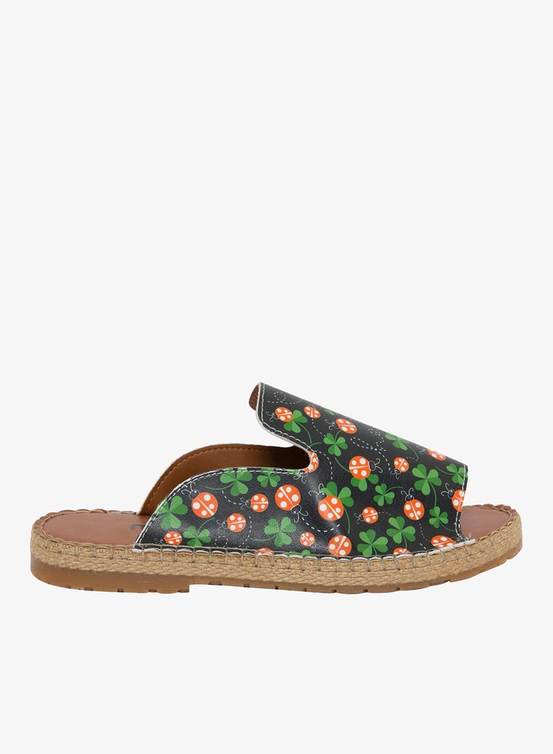 Mumka Ladybugs Hello Black Sandals - Image 1