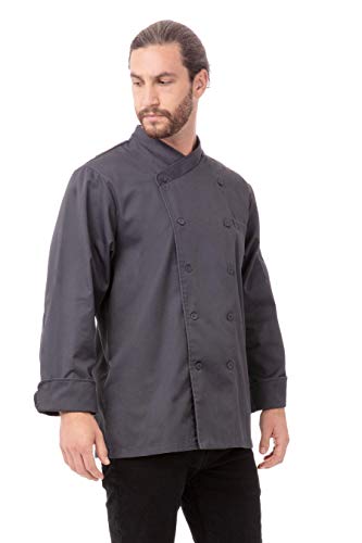 Chef Works Men's Anguilla Executive Chef Coat, Charcoal, X-Large - Image 3
