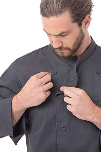 Chef Works Men's Anguilla Executive Chef Coat, Charcoal, X-Large - Image 2