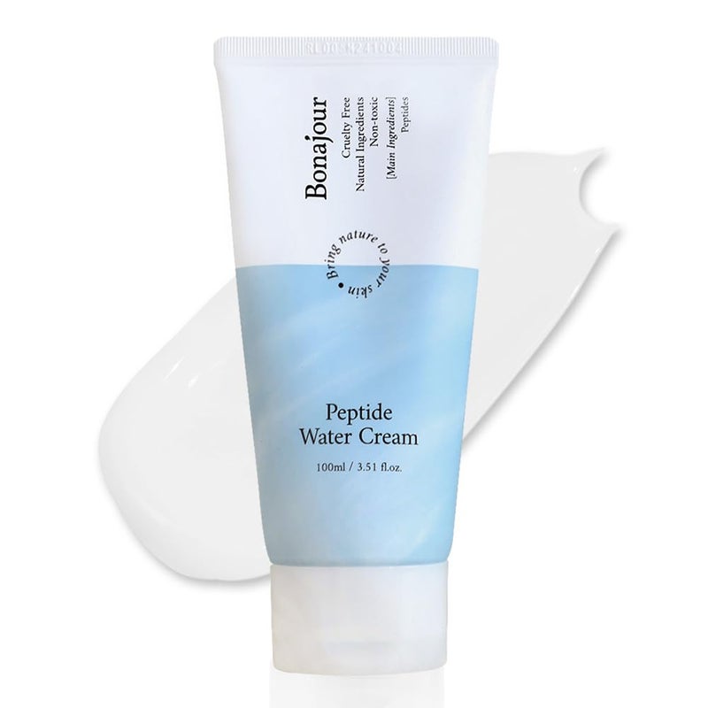 BONAJOUR] Vegan Peptide Hyaluronic Acid Moisturizing Cream for oily skin & sensitive skin (Lightweight face moisturizer), Best Anti Aging & Wrinkle, Repair, Brightening Care Lotion 3.38 Fl. oz - Image 1