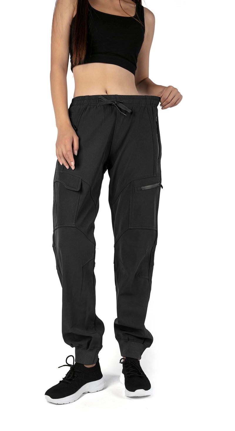 Singbring Women's Outdoor Fleece Lined Cargo Hiking Ski Pants Water-Resistant Windproof Sweatpants with Zipper Pockets (Black09-M) - Image 2