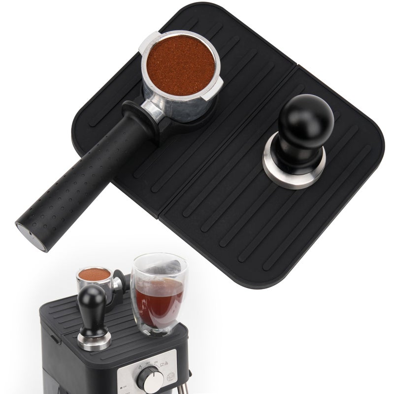 Tamping Mats for DeLonghi Espresso Machine Stilosa EC260BK Espresso Tamper Mat with Portafilter Holder Compatible with DeLonghi Portafilter Coffee Tamp Station Espresso Accessory Black