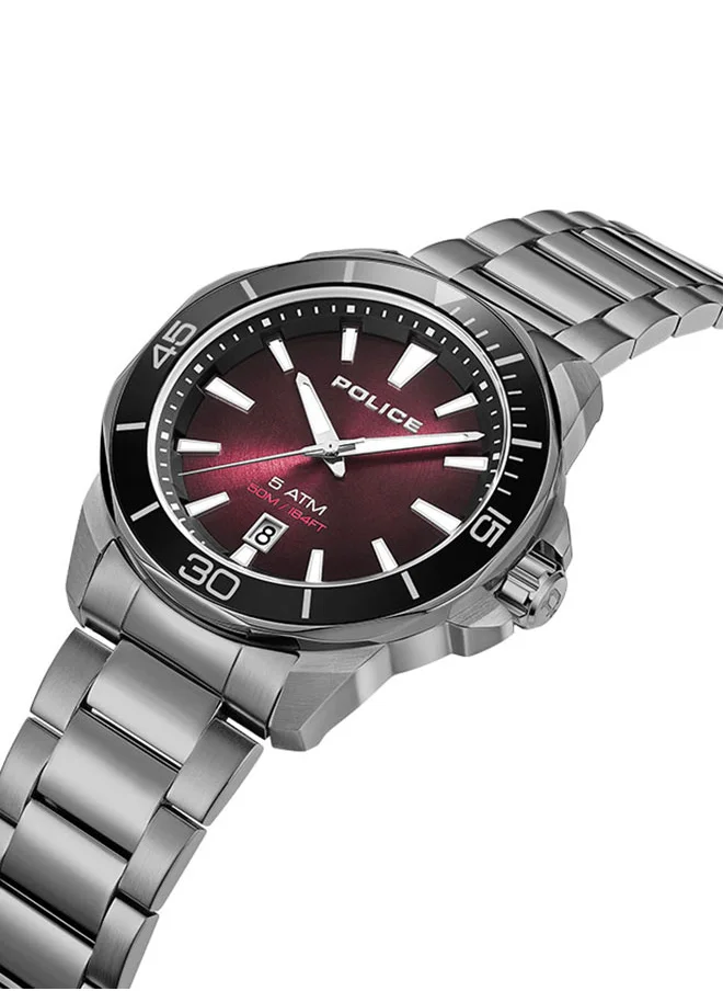 بوليس Thornton Gents Analog Watch With Burgundy Dial & Grey Bracelet -PEWJH0021403