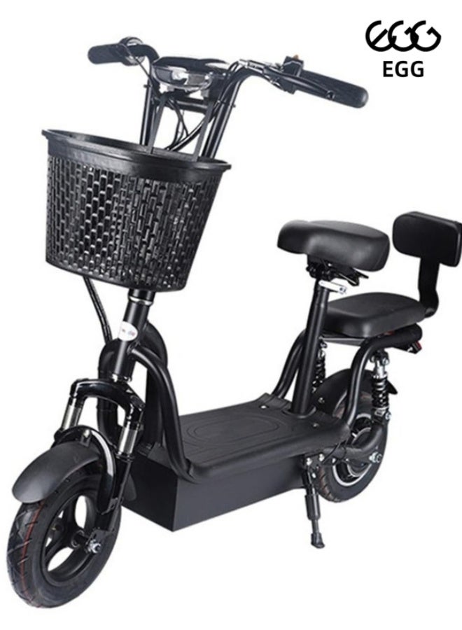 EGG PRO Electric Kick scooter black for Adults with Front Basket, Double Seats, Max Speed 40 KM/H Range 25-40 KM, 10-inch Wheels - Image 1