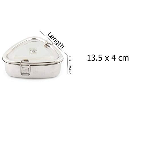 JVL Stainless Steel Lunch Box for Kids, Single Tier Tiffin Box with Inner Plate, Food Grade Steel, Leak Proof & Durable, Ideal for School, Office & Travel (Triangle Shape, Small) - Image 2