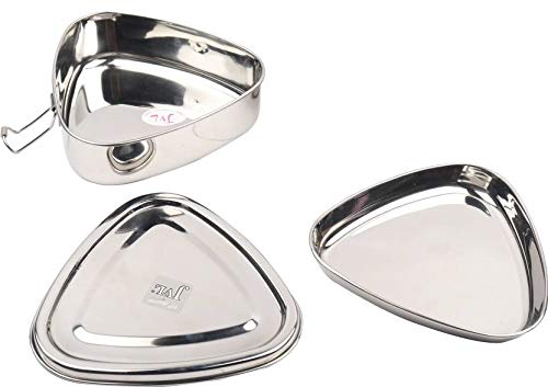 JVL Stainless Steel Lunch Box for Kids, Single Tier Tiffin Box with Inner Plate, Food Grade Steel, Leak Proof & Durable, Ideal for School, Office & Travel (Triangle Shape, Small) - Image 3